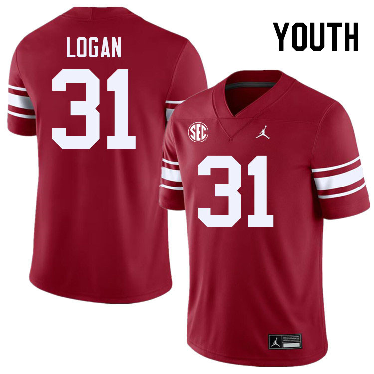 Youth #31 Ashton Logan Oklahoma Sooners 2024 SEC Conference College Football Jerseys-Throwback